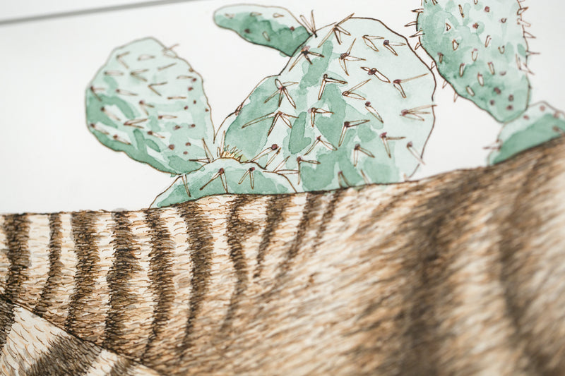 Thylacines with Prickly Pear Cacti