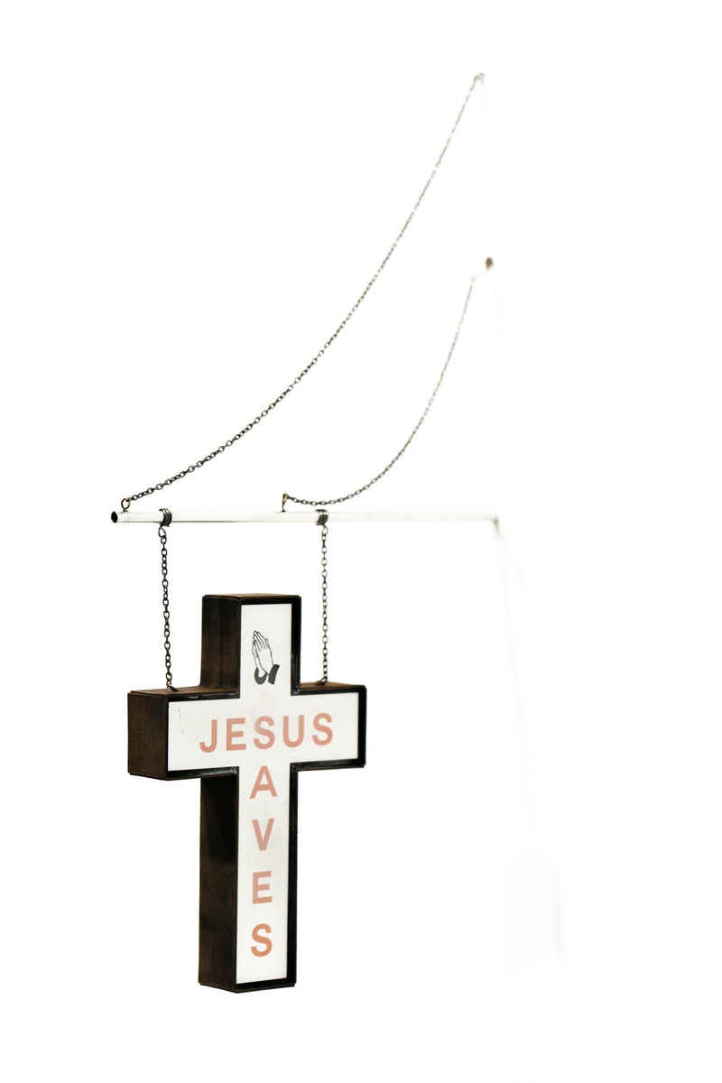 Jesus Saves (hanging sign red)